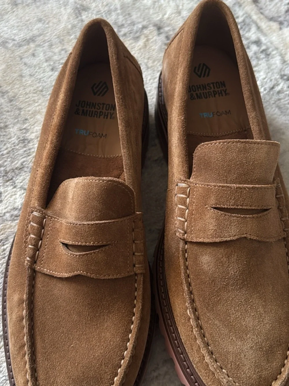 Johnston & Murphy Tan Suede Penny Loafers